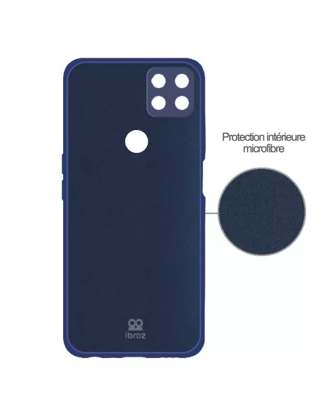 Oppo A15 Liquid Silicone Soft Touch Case + 9H Tempered Glass - Blue ...