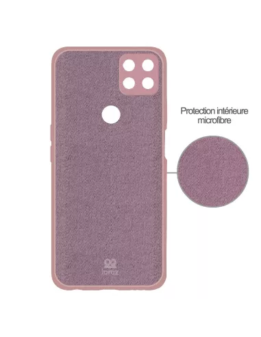 Oppo A15 Coque Liquid Silicone Soft Touch + Verre trempé 9H - Rose ...
