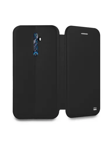 Oppo Reno 2Z Etui Cuir Folio Clam + Verre Trempé + Noir | Ibroz