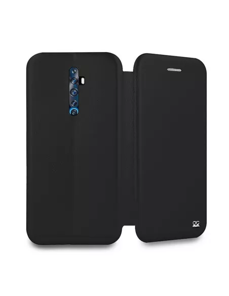 Oppo Reno 2Z Folio Clam Leather Case + Tempered Glass + Black | Ibroz
