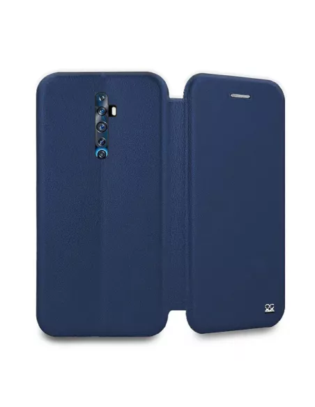 Oppo Reno 2Z Etui Cuir Folio Clam + Verre Trempé + Bleu | Ibroz