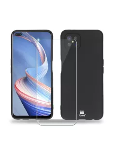 Oppo Reno 4Z (5G) Coque Liquid Silicone Soft Touch noir + Protectio...