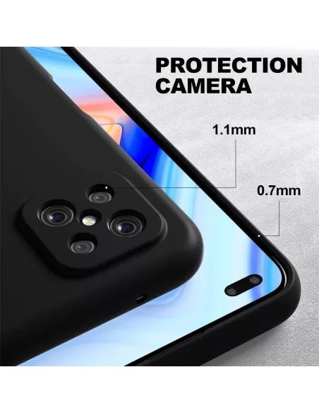 Oppo Reno 4Z (5G) Coque Liquid Silicone Soft Touch noir + Protectio...