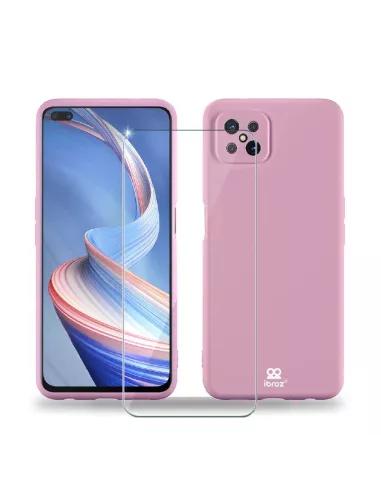 Oppo Reno 4Z (5G) Case Liquid Silicone Soft Touch pink + Protective...