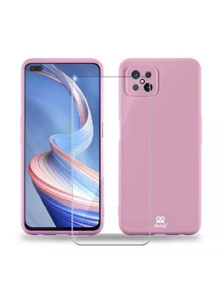 Oppo Reno 4Z (5G) Coque Liquid Silicone Soft Touch rose + Protectio...