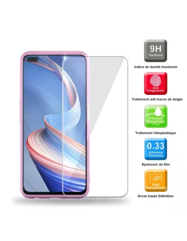 Oppo Reno 4Z (5G) Coque Liquid Silicone Soft Touch rose + Protectio...