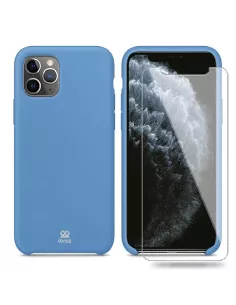 iPhone 11 Pro Coque Liquid Silicone + Verre trempé - Bleu ciel | Ibroz