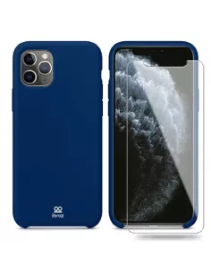 iPhone 11 Pro Coque Liquid Silicone + Verre trempé - Bleu marine | ...