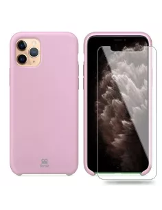 iPhone 11 Pro Liquid Silicone Case + Tempered Glass - Pink | Ibroz