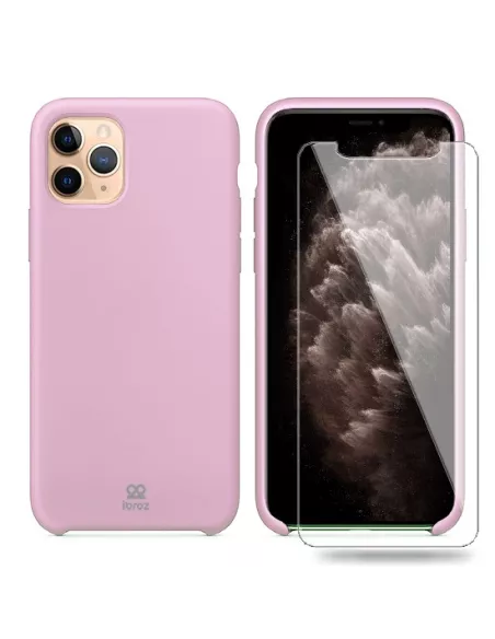 iPhone 11 Pro Coque Liquid Silicone + Verre trempé - Rose | Ibroz