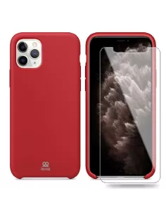 iPhone 11 Pro Coque Liquid Silicone + Verre trempé - Rouge | Ibroz