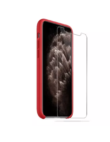 iPhone 11 Pro Liquid Silicone + Tempered Glass Case - Red | Ibroz