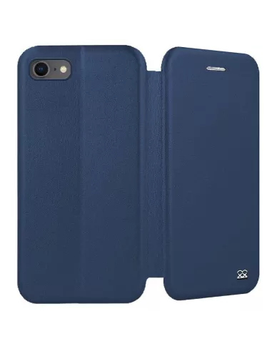 iPhone 7/8/SE (2020) Etui Cuir Folio + Verre Trempé 9H - Bleu | Ibroz