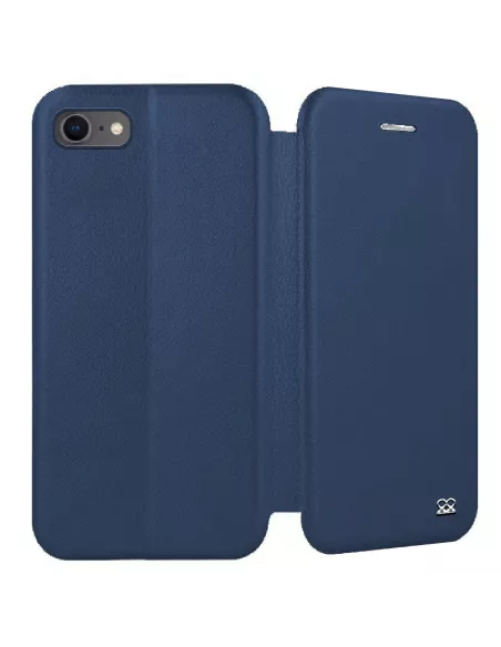 iPhone 7/8/SE (2020) Folio Leather Case + 9H Tempered Glass - Blue | Ibroz