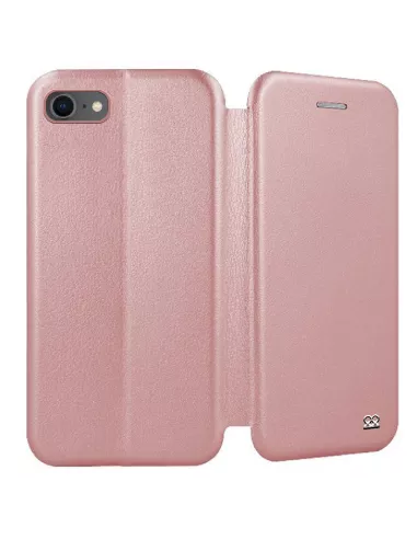 iPhone 7/8/SE (2020) Folio Leather Case + 9H Tempered Glass - Rose Gold ...