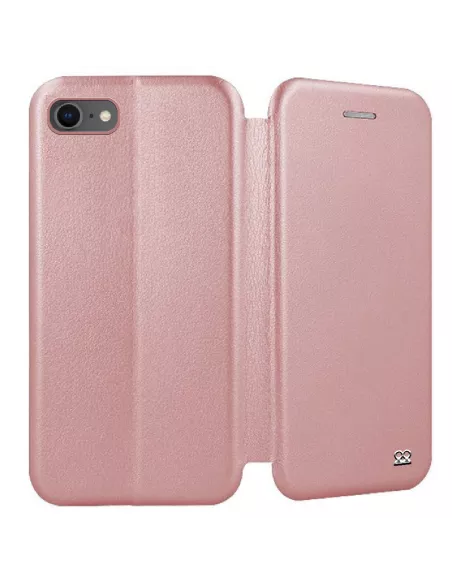 iPhone 7/8/SE (2020) Folio Leather Case + 9H Tempered Glass - Rose Gold ...