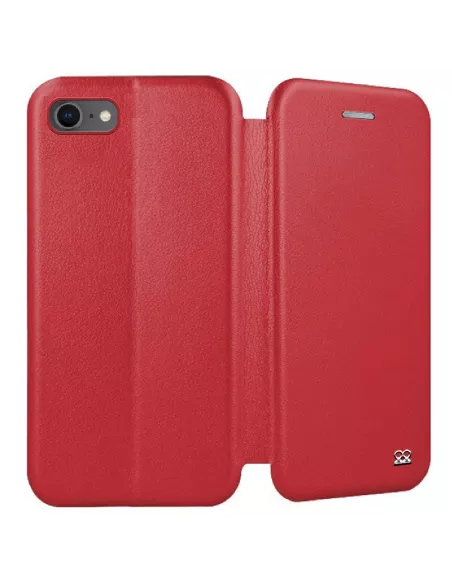 iPhone 7/8/SE (2020) Folio Leather Case + 9H Tempered Glass - Red | Ibroz