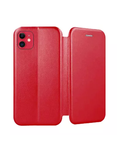 iPhone 11 Etui Cuir Folio + Protection écran Verre Trempé 9H - Roug...