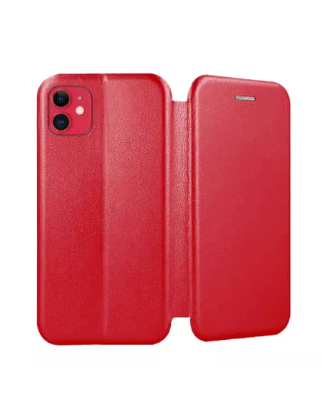 iPhone 11 Etui Cuir Folio + Protection écran Verre Trempé 9H - Roug...