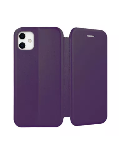 iPhone 11 Folio Leather Case + 9H Tempered Glass Screen Protector - Viol...