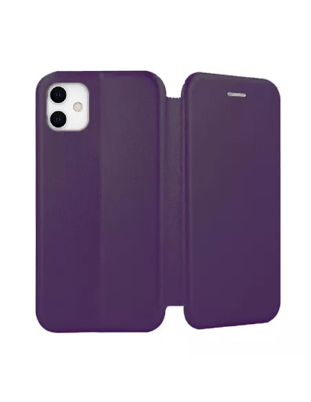 iPhone 11 Folio Leather Case + 9H Tempered Glass Screen Protector - Viol...