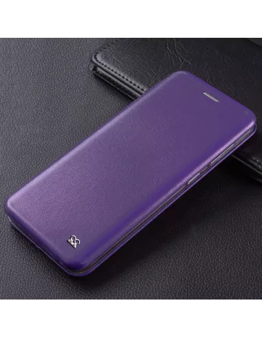 iPhone 11 Folio Leather Case + 9H Tempered Glass Screen Protector - Viol...