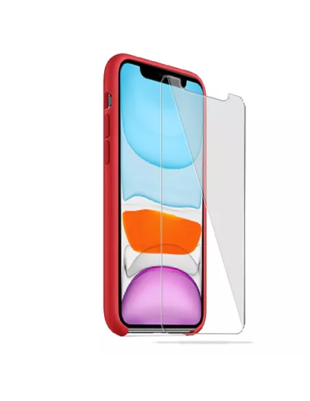 iPhone 11 Coque Liquid Silicone + Verre trempé - Rouge | Ibroz
