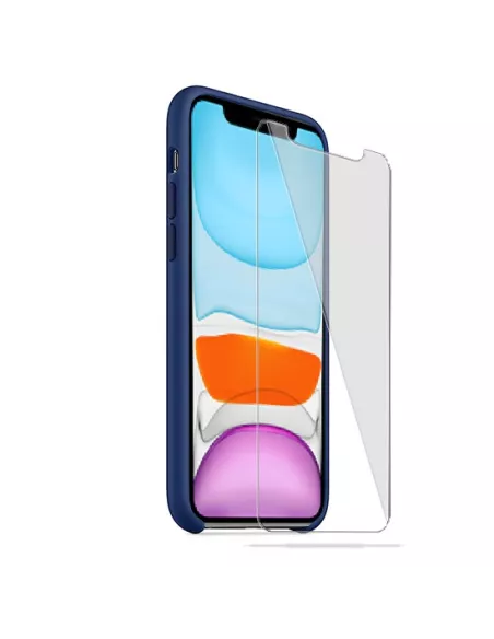 iPhone 11 Coque Liquid Silicone + Verre trempé - Bleu nuit | Ibroz