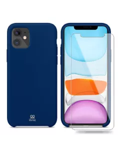 iPhone 11 Liquid Silicone + Tempered Glass Case - Night Blue | Ibroz