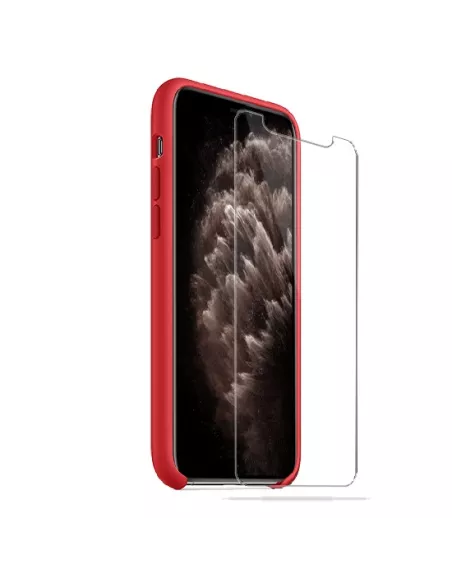 iPhone 11 Pro Max Coque Liquid Silicone + Verre trempé 9H - Rouge |...