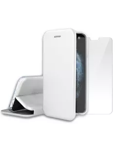 iPhone 11 Pro Max Folio Leather Case + 9" Tempered Glass Screen Protector...