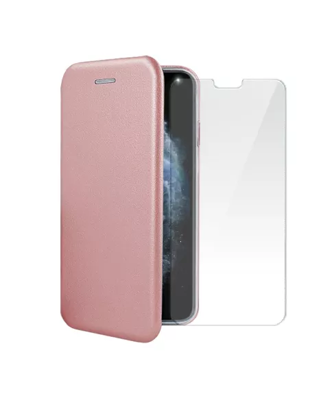 iPhone 11 Pro Max Folio Leather Case + 9" Tempered Glass Screen Protector...