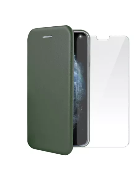 iPhone 11 Pro Max Etui Cuir Folio + Protection écran Verre Trempé 9...