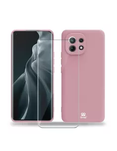 Xiaomi Mi 11 Liquid Silicone Soft Touch Case + 9H Tempered Glass - R...