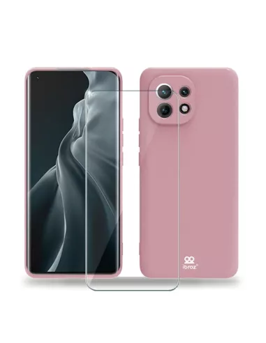 Xiaomi Mi 11 Liquid Silicone Soft Touch Case + 9H Tempered Glass - R...