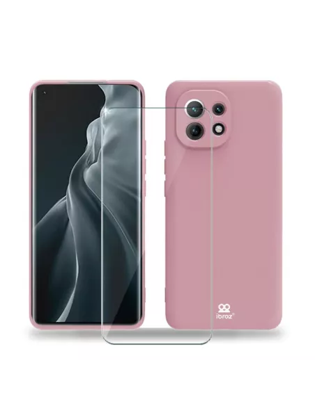 Xiaomi Mi 11 Liquid Silicone Soft Touch Case + 9H Tempered Glass - R...