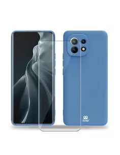 Xiaomi Mi 11 Liquid Silicone Soft Touch Case + 9H Tempered Glass - B...