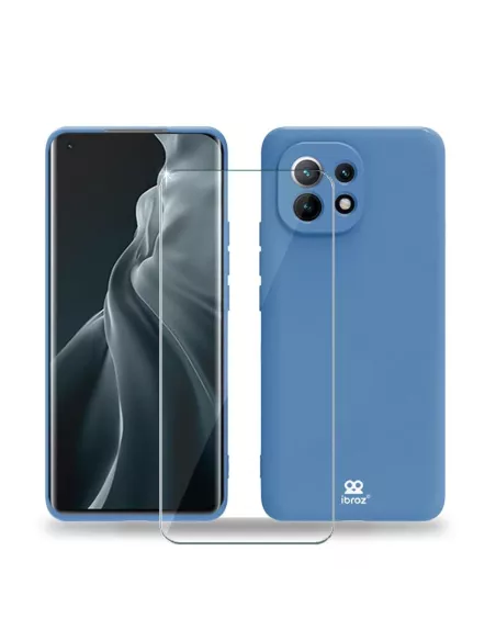 Xiaomi Mi 11 Liquid Silicone Soft Touch Case + 9H Tempered Glass - B...