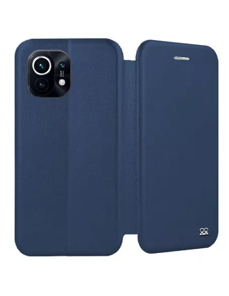 Xiaomi Mi 11 Folio Clam Leather Case + 9H Tempered Glass - Blue | Ibroz