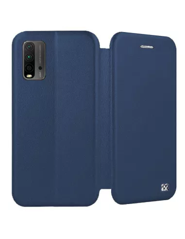 Xiaomi Redmi 9T Etui Cuir Folio Clam + Verre Trempé 9H - Bleu | Ibroz