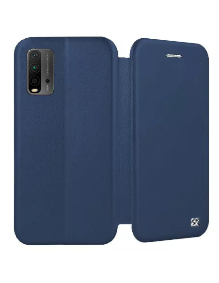 Xiaomi Redmi 9T Etui Cuir Folio Clam + Verre Trempé 9H - Bleu | Ibroz