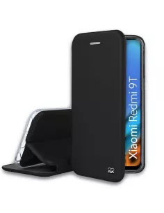 Xiaomi Redmi 9T Etui Cuir Folio Clam + Verre Trempé 9H - Noir | Ibroz
