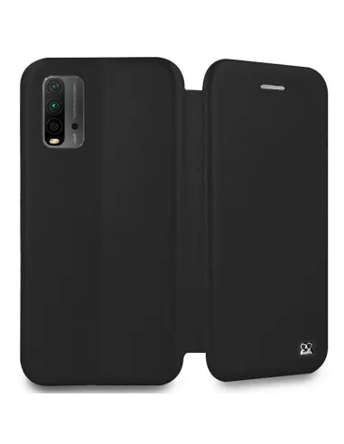 Xiaomi Redmi 9T Etui Cuir Folio Clam + Verre Trempé 9H - Noir | Ibroz