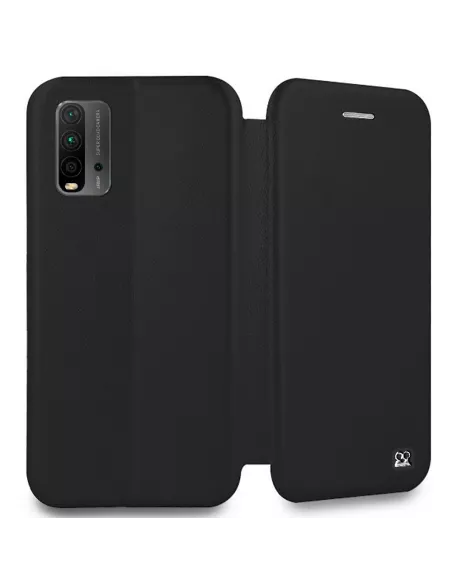 Xiaomi Redmi 9T Etui Cuir Folio Clam + Verre Trempé 9H - Noir | Ibroz