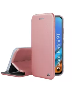 Xiaomi Redmi 9T Folio Clam Leather Case + 9H Tempered Glass - Rose Gold ...
