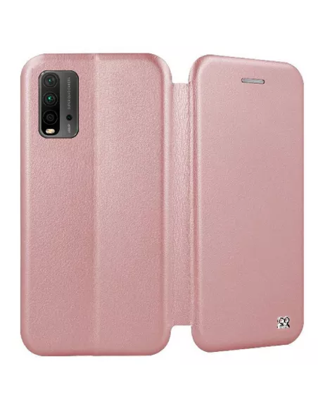 Xiaomi Redmi 9T Folio Clam Leather Case + 9H Tempered Glass - Rose Gold ...