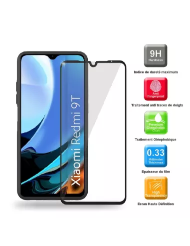 Xiaomi Redmi 9T Case Liquid Silicone Soft Touch black + Tempered Glass...