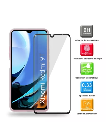 Xiaomi Redmi 9T Case Liquid Silicone Soft Touch pink + Tempered Glass...