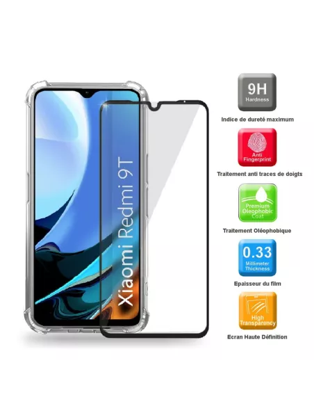 Xiaomi Redmi 9T Lite Shockproof Case + Screen Protector Pack 9H | I...