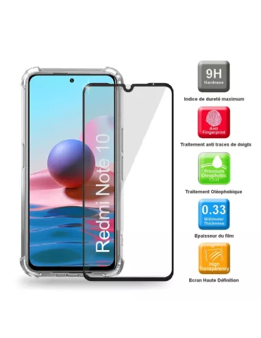 Xiaomi Redmi Note 10 Pack Coque antichocs + Protection écran 9H | I...